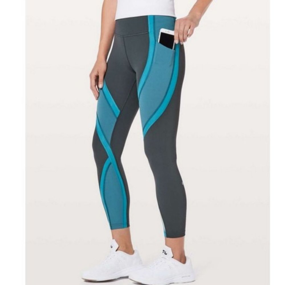 Lululemon Wild Twist 7/8 Tight 25" Pacific Teal Blue Gravity Size 12 Luxtreme